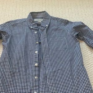 Lands End boys gingham button down dress shirt
